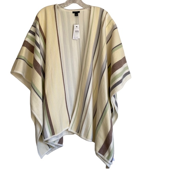 Ann Taylor Cotton Wrap Shawl Neutral Stripes NEW - Picture 2 of 9